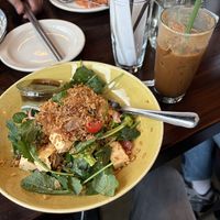 Brown rice bowl with coconut Vietnamese coffee.  at Ba Bar Green in Seattle