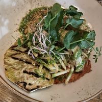 Celeriac steaks, barley risotto  at Vrijdag in Amsterdam
