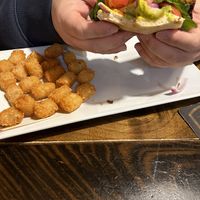 Black bean burger on ciabatta   at Clam Lake Beer Co in Cadillac