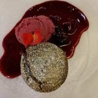 Sesame cake with raspberry sorbet at Restaurante La Viña De Calpe - The Calpe Vineyard in Calpe