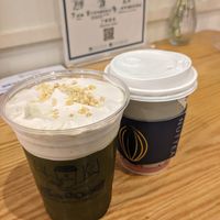 Left, matcha strawberry cream. Right, Ginger brown sugar at NUTTEA - 堅果奶茶 - Tsim Sha Tsui in Kowloon