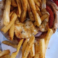 Vegan halloumi at Come & Go Souvlaki in North London