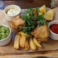 Tofu fish and chips at The Trusty Servant in Lyndhurst