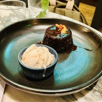 Dark chocolate pudding…honeycomb  ice cream 😋  at Mildreds - Covent Garden in London