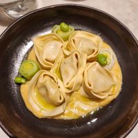 5 piece sweet potato tortelloni with split leek cream at Mildreds - Covent Garden in London