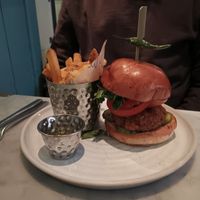 Spinach pea aloo tikki burger. at Mildreds - Covent Garden in London