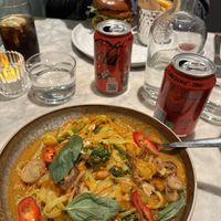 Pineapple curry and spicy chik’n burger and Coke Zeroo  at Mildreds - Covent Garden in London