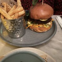 Brown sugar glazed chick+n burger  at Mildreds - Covent Garden in London
