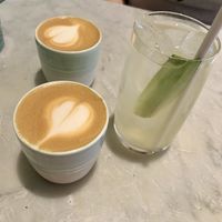 Flat white and oolong pineapple iced tea   at Mildreds - Covent Garden in London