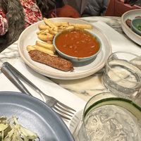 Banger and fries  at Mildreds - Covent Garden in London