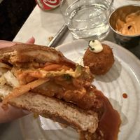 Assembled sandwich (very messy!!)  at Mildreds - Covent Garden in London