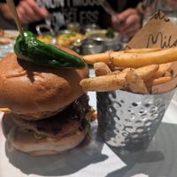 Korean burger with fries at Mildreds - Covent Garden in London