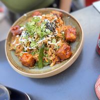 Kimchi sticky tofu dish  at Mildreds - Covent Garden in London