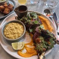 Sweet peppers, chick’n kebabs  at Mildreds - Covent Garden in London