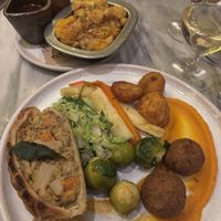 Chickn lattice main, with all the trimings (inc cauliflower cheese)  at Mildreds - Covent Garden in London