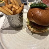 Beetroot Burger with Lemon Pepper Fries  at Mildreds - Covent Garden in London