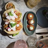 Arancini balls. Tacos   at Mildreds - Covent Garden in London