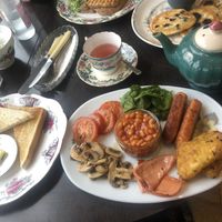 meatball, mozzarella and marinara sauce toastie, big breakfast and pancakes with blueberries and maple syrup  at Bread and Butterflies in West Bridgford