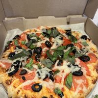 Olive tomato basil vegan cheese   at Pizza Port - Solana Beach in Solana Beach