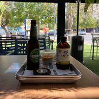 Mango pudding and choice of dunks - beers, kombuchaa  at Alifornia in Alicante