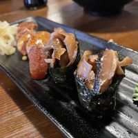 Tuna nigiri and mushroom roll   at Ogenki in Vancouver