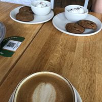 Vegan/GF chocolate chip cookies and vanilla (coconut milk) ice cream with an oat milk latte at True Food Kitchen in Santa Monica