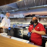 Teaching mama the art of sushi making  at Maki & Ramen in Glasgow