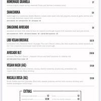 Vegan menu   at Lake Road Brunch in Keswick