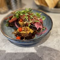 Loaded hash browns with vegan bacon - Lake Road Brunch, Keswick  at Lake Road Brunch in Keswick