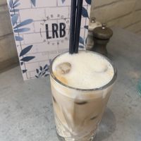 Iced oat milk latte  at Lake Road Brunch in Keswick