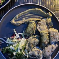 pierogi with seasonal herbs (sorrel & pigweed)  at Metafora in Szklarska Poreba