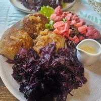 Pyzy filled with buckweat and mushroom at Metafora in Szklarska Poreba