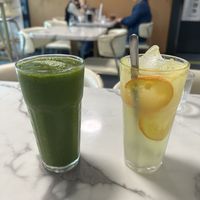 Kale and mango smoothie, lemon soda (both v nice)  at Young Vegan - 有样纯素西点 in Shenzhen