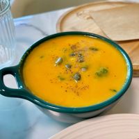 Pumpkin soup at Young Vegan - 有样纯素西点 in Shenzhen