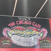 Painting above the ordering counter  at The Chicago Cafe in Florence