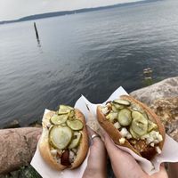 vegan hot dogs   at Annies Kiosk in Krusaa