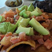 Vegan chilequiles at Los Gatos Locos in Ojochal De Osa