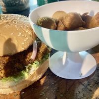 Vegan burger 🍔   at Reyenao Beach Alley in Las Terrenas