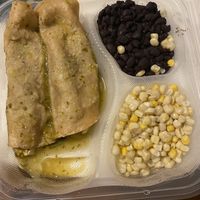 Spinach and mushroom enchiladas to go  at Pueblo in San Diego