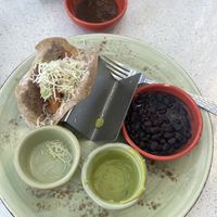 This is the vegan shrimp taco with fake cheese, fake shrimp and guacamole  at Pueblo in San Diego