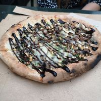 Vegan fungi pizza at The Hawk's Nest in West London