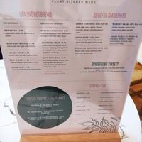 Drinks menu at Rise Plant Kitchen + Movement Studio in Malvern