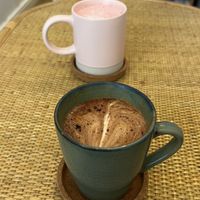 Mocha and beetroot latte  at Rise Plant Kitchen + Movement Studio in Malvern