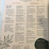 Menu  at Rise Plant Kitchen + Movement Studio in Malvern