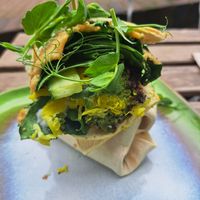 Falafel wrap - what presentation! at Rise Plant Kitchen + Movement Studio in Malvern