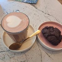 Mushroom magic coffee with cookie at Rise Plant Kitchen + Movement Studio in Malvern