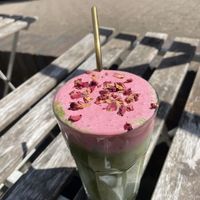 Rose matcha  at Rise Plant Kitchen + Movement Studio in Malvern