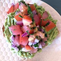 Avocado toast at Marea Surf Shop Cafe in Samara