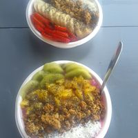 Playa pitaya and blue zone smoothies at Marea Surf Shop Cafe in Samara