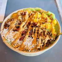 Green Bowl with peanut butter   at Marea Surf Shop Cafe in Samara